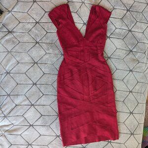 Gorgeous Cranberry Herve Leger Bandage Dress